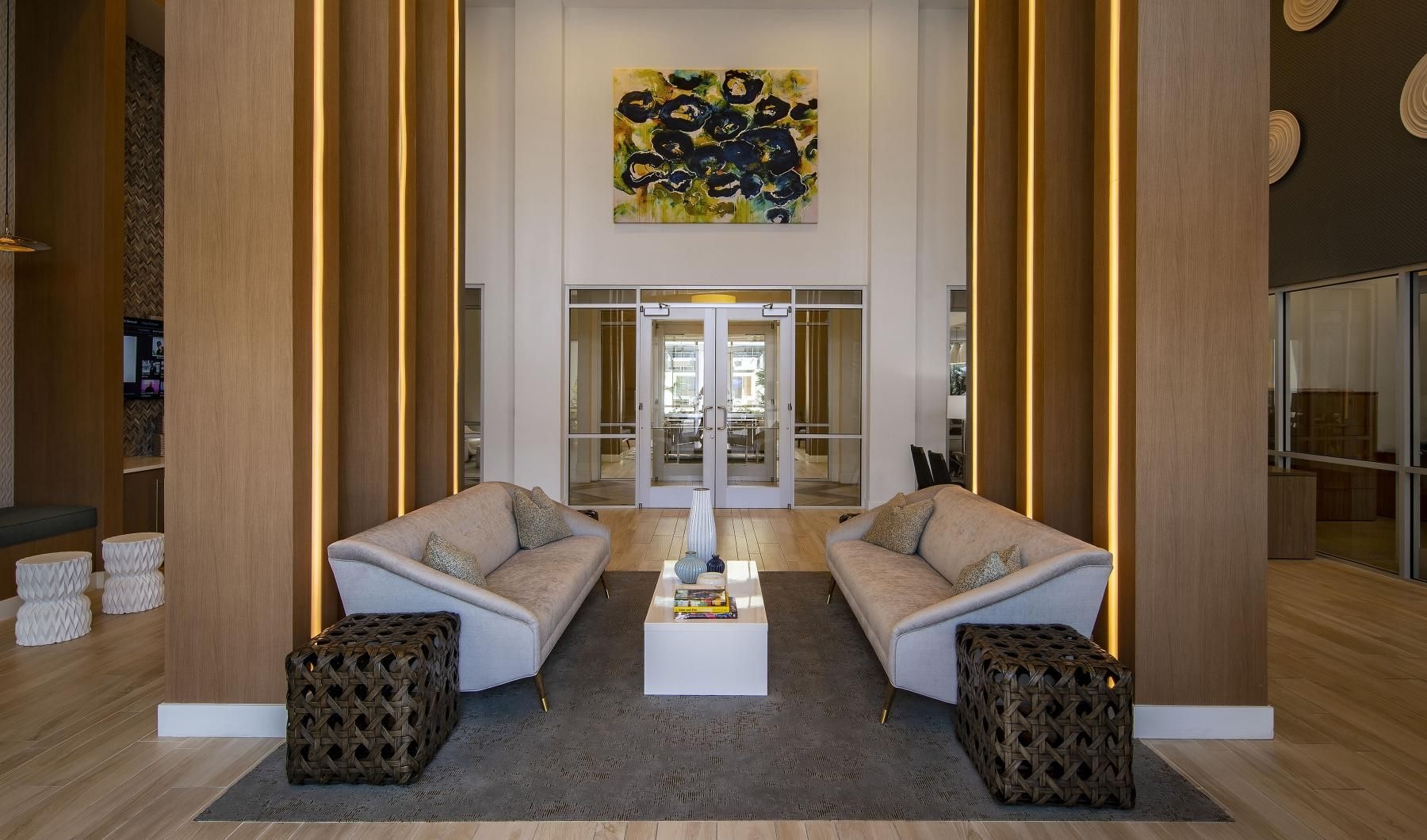 A perfect fit for the whole family grand lobby with high ceilings and large columns